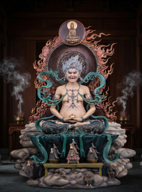面然大士铜像面燃鬼王供奉摆件