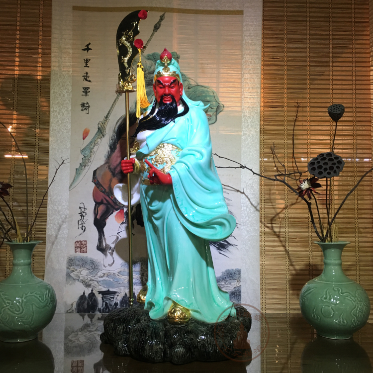 汉白玉天润关公像站关圣帝君关帝武财神关二爷圣丰家用佛像摆件