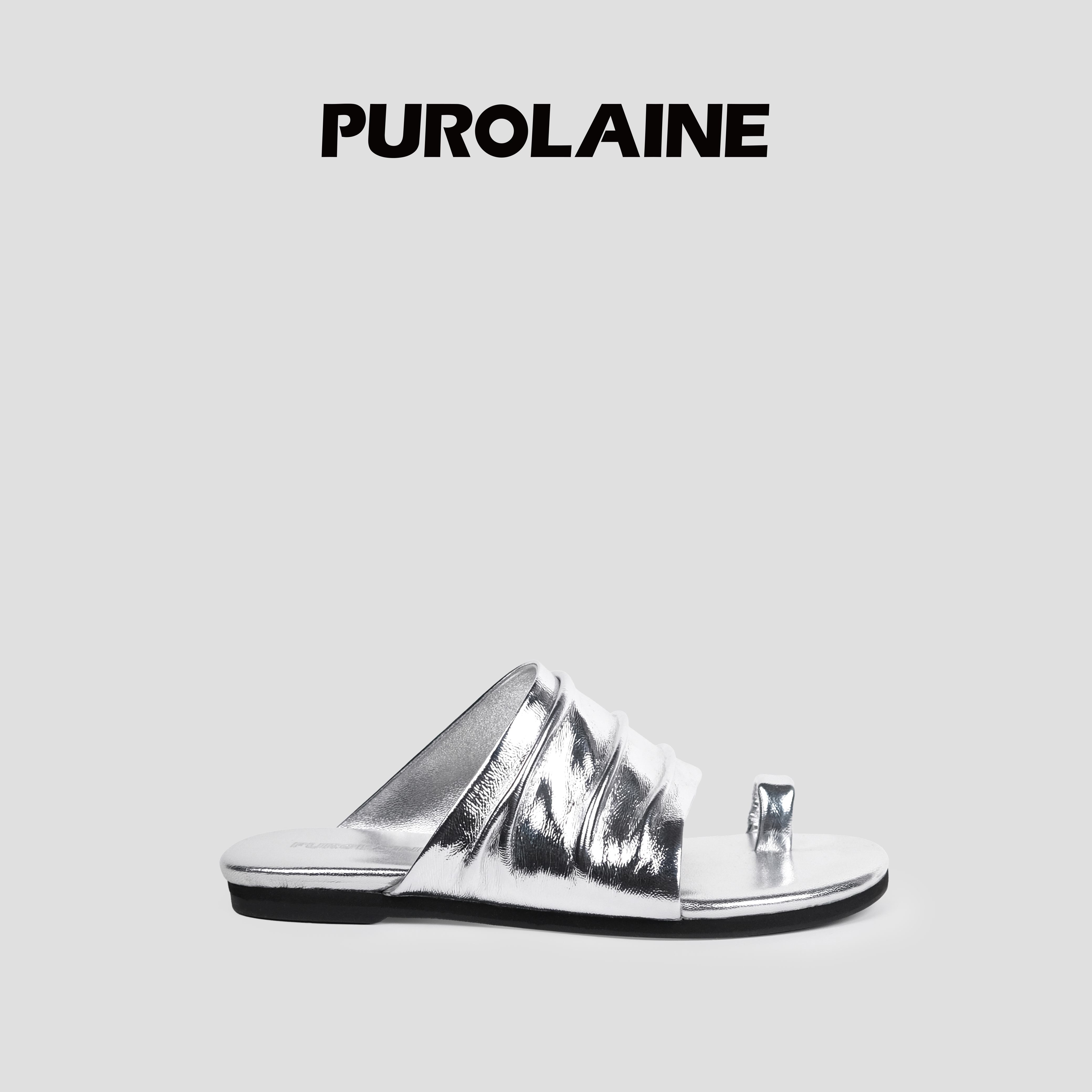 朴羚拖鞋高级感原创牛皮金属色