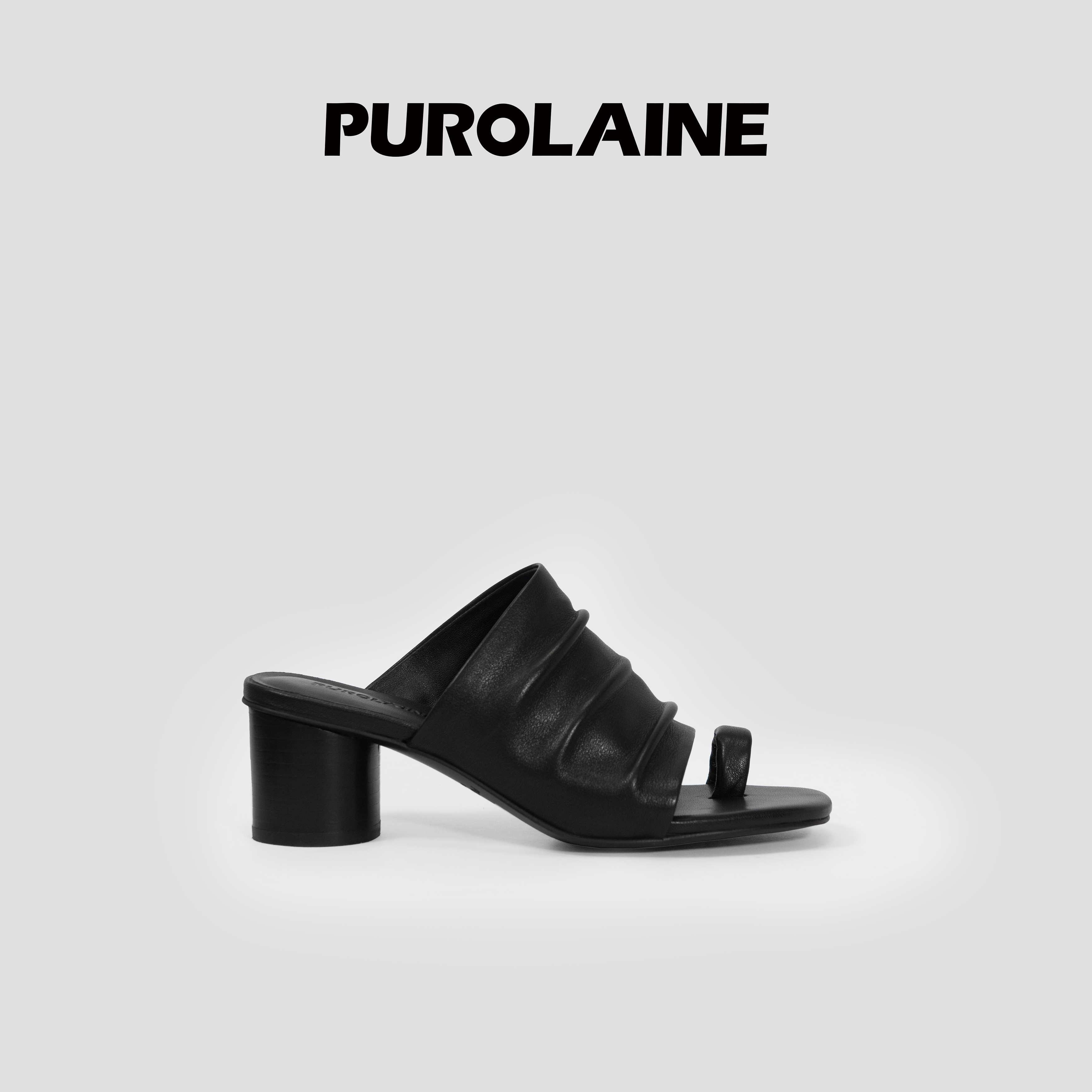 PUROLAINE朴羚套趾黑白高跟鞋