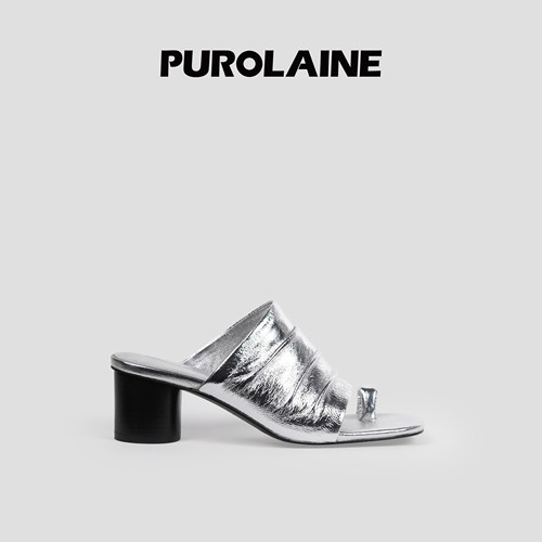 PUROLAINE朴羚金银高跟时装凉鞋
