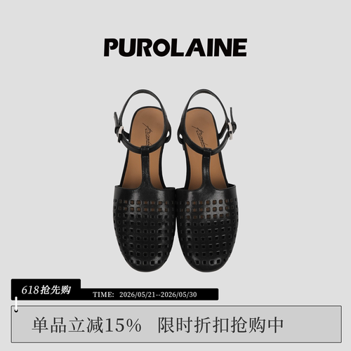 PUROLAINE 朴羚·「Efes」Rome系列时尚女真皮手工镂空罗马凉鞋