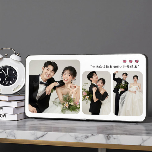 定制diy婚纱照水晶摆台相册摆件