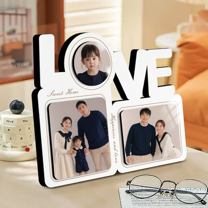 相框摆台定制打印照片相册宝宝婚纱照多宫格全家福高级感水晶摆件