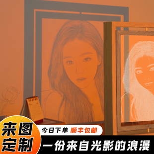 七夕情人节亚克力雕刻画照片定制生日礼物女生送女朋友的小众女孩