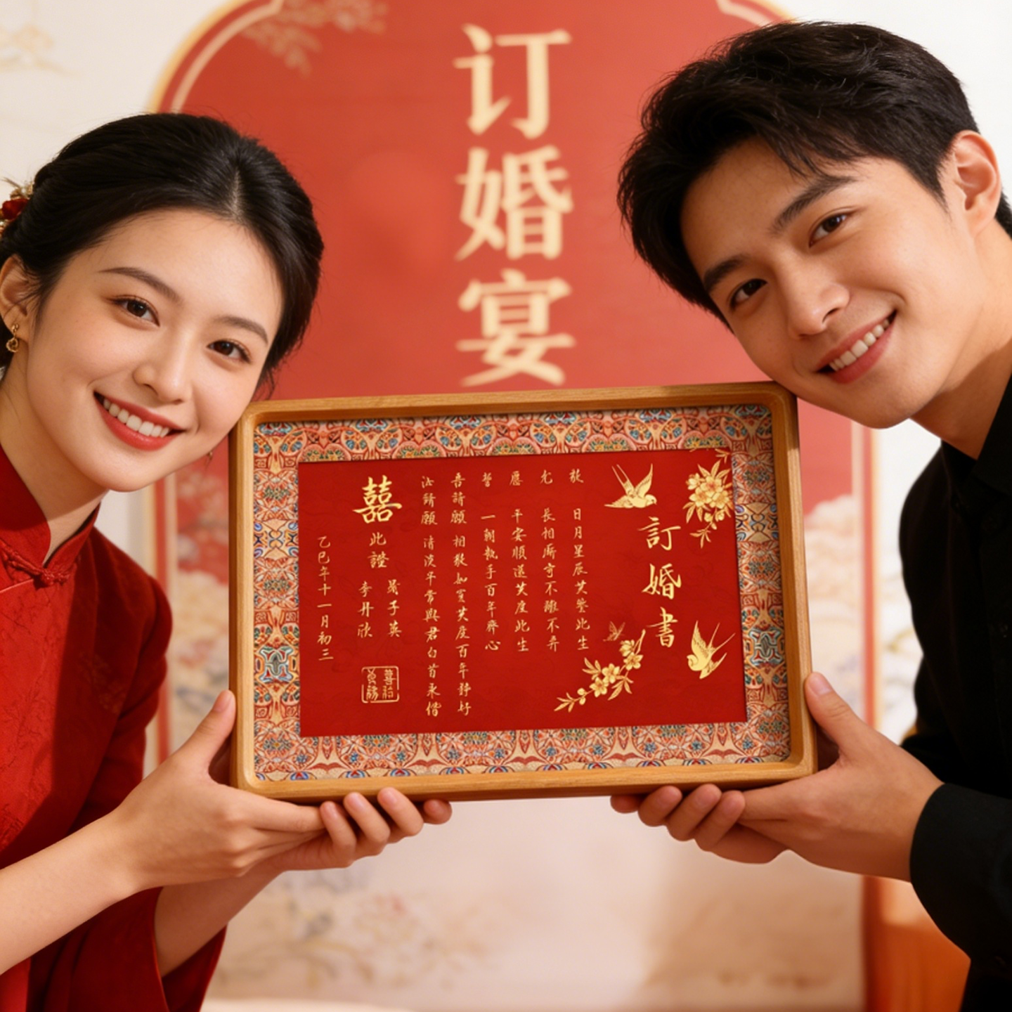 订婚书高级感相框摆台新中式婚宴高级感自己手写diy卷轴摆件空白,节庆用品/礼品,订婚书,淘宝优惠券,粉丝福利购,淘宝优惠卷