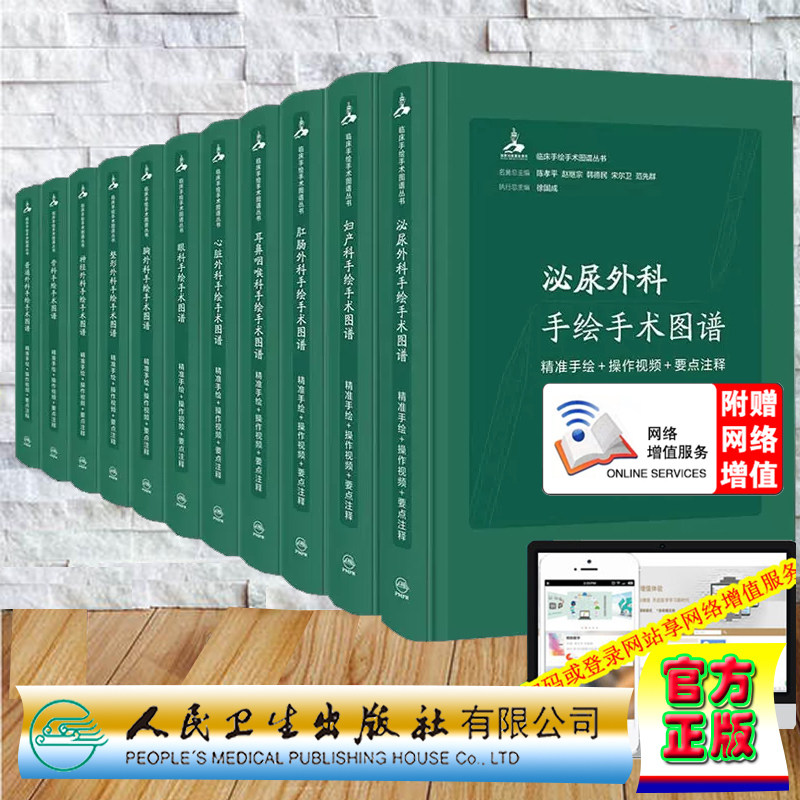 11本套 临床手绘手术图谱 泌尿外科手绘手术图谱/妇产科/骨科/精准手绘/普通外科/神经外科/操作视频/心脏外科/眼科等精准手绘+操