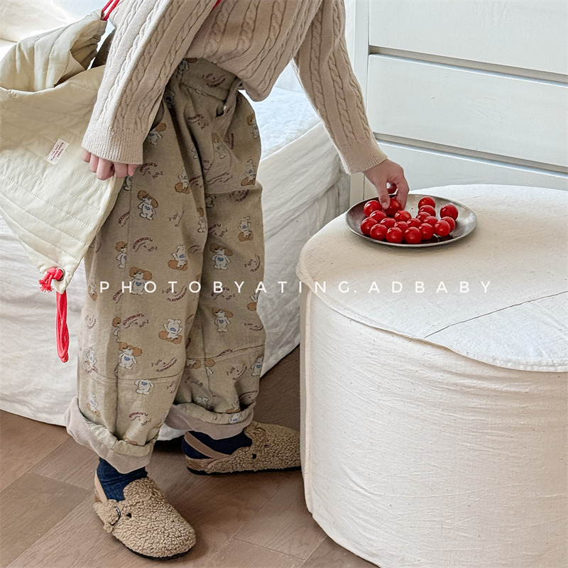 儿童水洗棉加绒裤子冬款韩版
