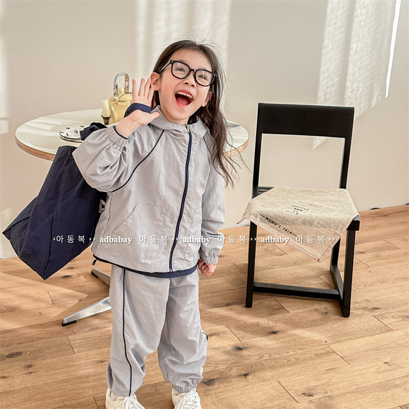儿童韩版套装春秋款森系男女童连帽外套束脚裤两件套宝宝运动服潮