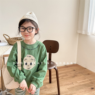 儿童韩版卡通印花长袖T恤春秋款男女童宽松打底衫宝宝时尚卫衣潮