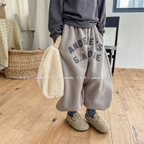 儿童韩版抓绒休闲裤卫裤秋冬
