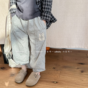 儿童韩版卡通卫裤春秋款男女童宽松百搭哈伦裤宝宝时尚束脚运动裤