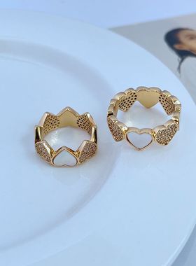 女式金属温柔风天然贝壳珍珠戒指