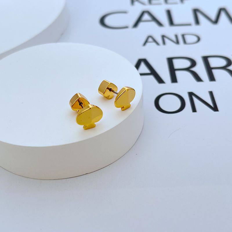 时尚简约通勤小众设计ins冷淡风光面金属黑桃造型金属耳钉