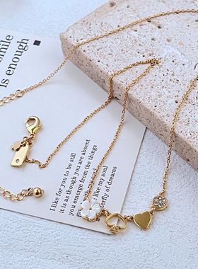 金属十字链女式爱心项链