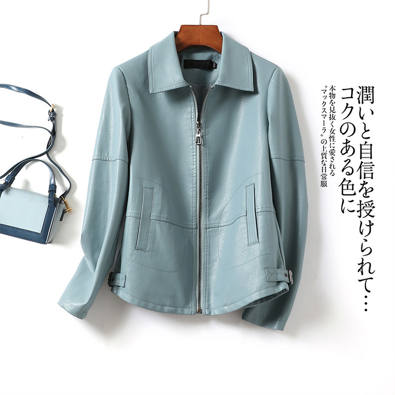 今年流行特惠真皮简约轻奢翻领短外套女装新款气质时尚宽松百搭