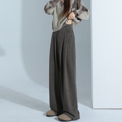 休闲慵懒糯米裤女高腰宽松垂坠感