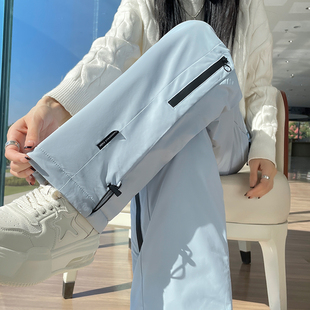 羽绒裤 子蓝色休闲直筒阔腿东北棉裤 女冬季 防寒加厚裤 新款 外穿工装