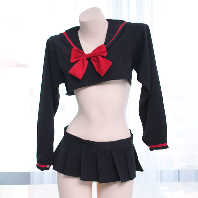 【蛋壳实验室】地狱少女水手服睡裙 暗黑系不良少女短款JK套装