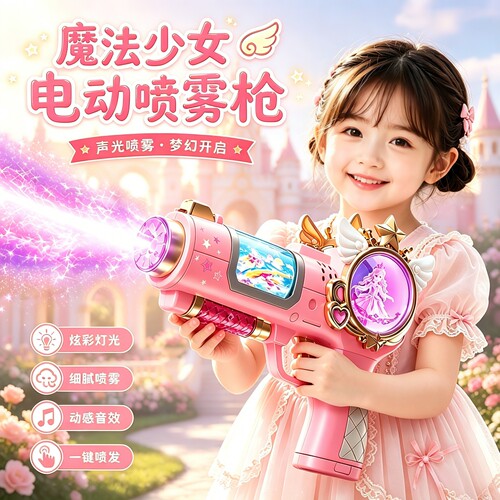 儿童爆款玩具声光魔法枪女孩子过家家女童3公主4生日礼物6岁5宝宝