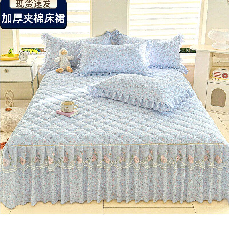 加厚夹棉床裙单件韩版公主风床罩三件套防滑式花边床单遮丑裙摆冬,床上用品,床裙,淘宝优惠券,粉丝福利购,淘宝优惠卷