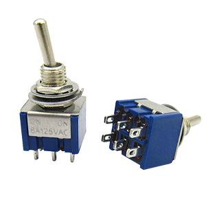 钮子开关 六脚二档 切单 并联 电路控制 扭子开关 6脚2档