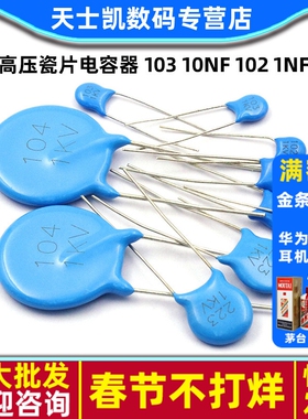 高压瓷片电容器 103 10nF 102 1nF/1kv 3.3 4.71/2kv/1000v/2000v