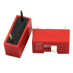 拨码开关/直插平拨/2.54间距/1位/1P(红色-镀金) (2个)