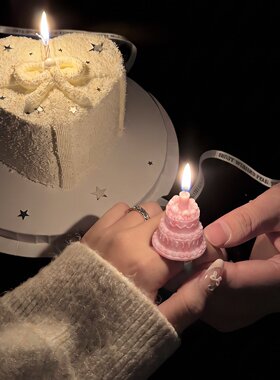 【happy birthday】生日蜡烛戒指蛋糕戒指拍照出片道具首饰摆件女