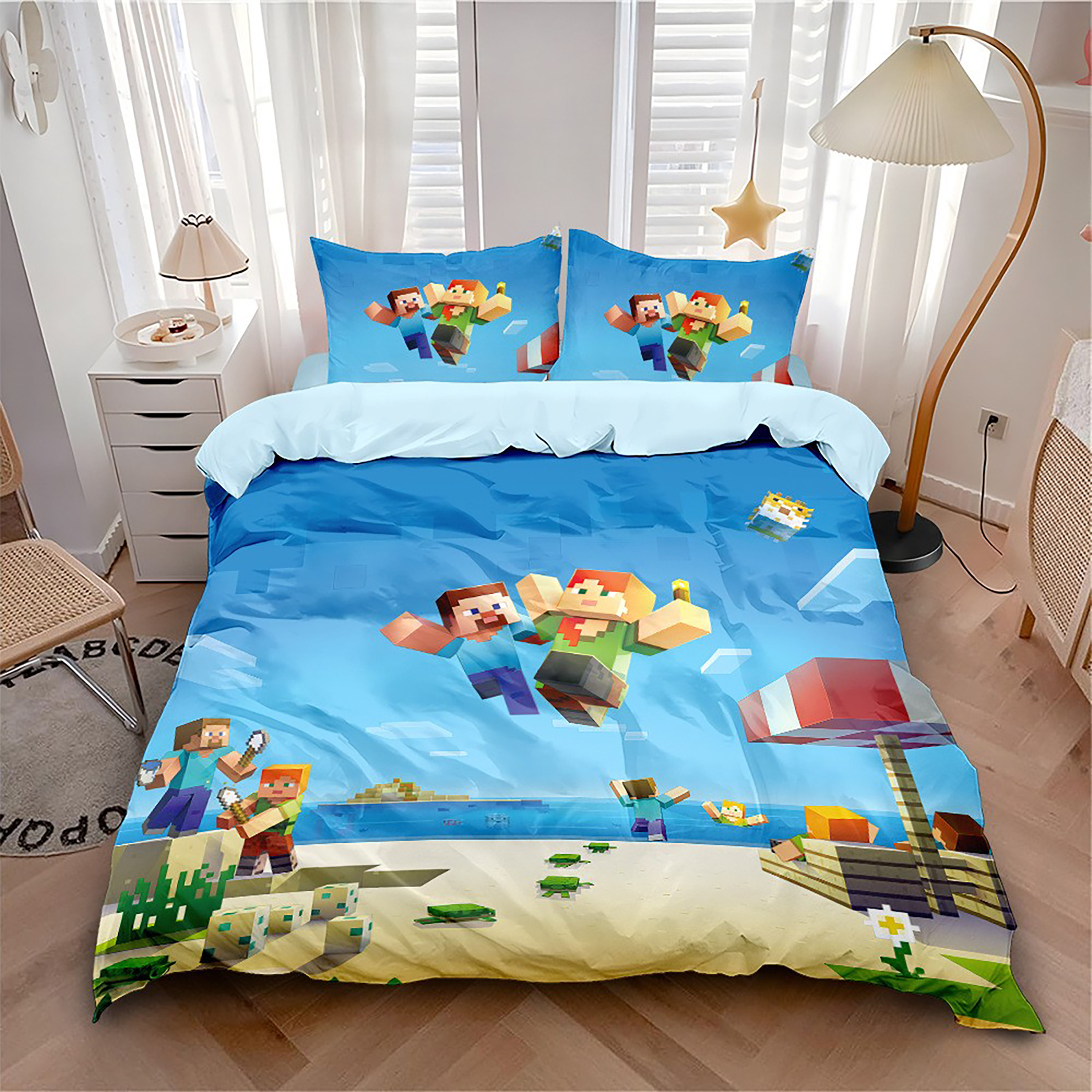我的世界床上四件套被套儿童学生宿舍床单被床笠枕套三件套非全棉