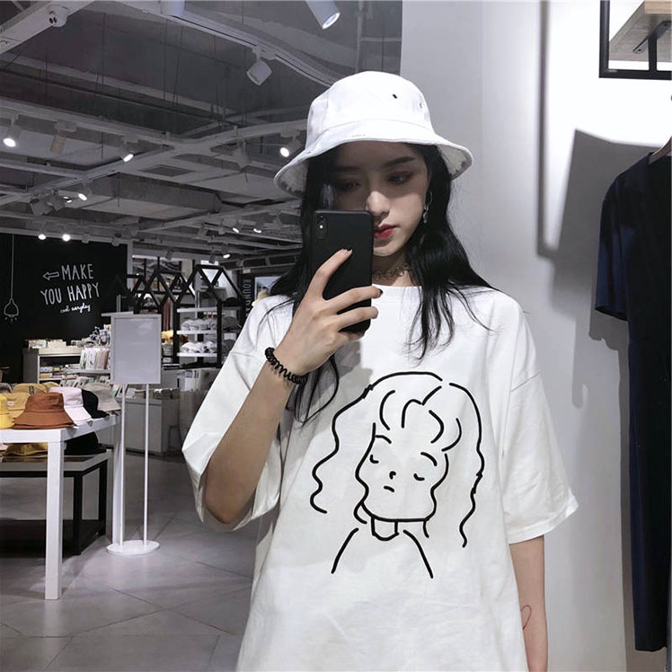 2021 new cute style women's street handsome hip hop BF Cotton Short Sleeve T-Shirt