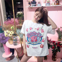 New short sleeve T-shirt for female students, Korean loose style, Harajuku style, versatile mid long summer top
