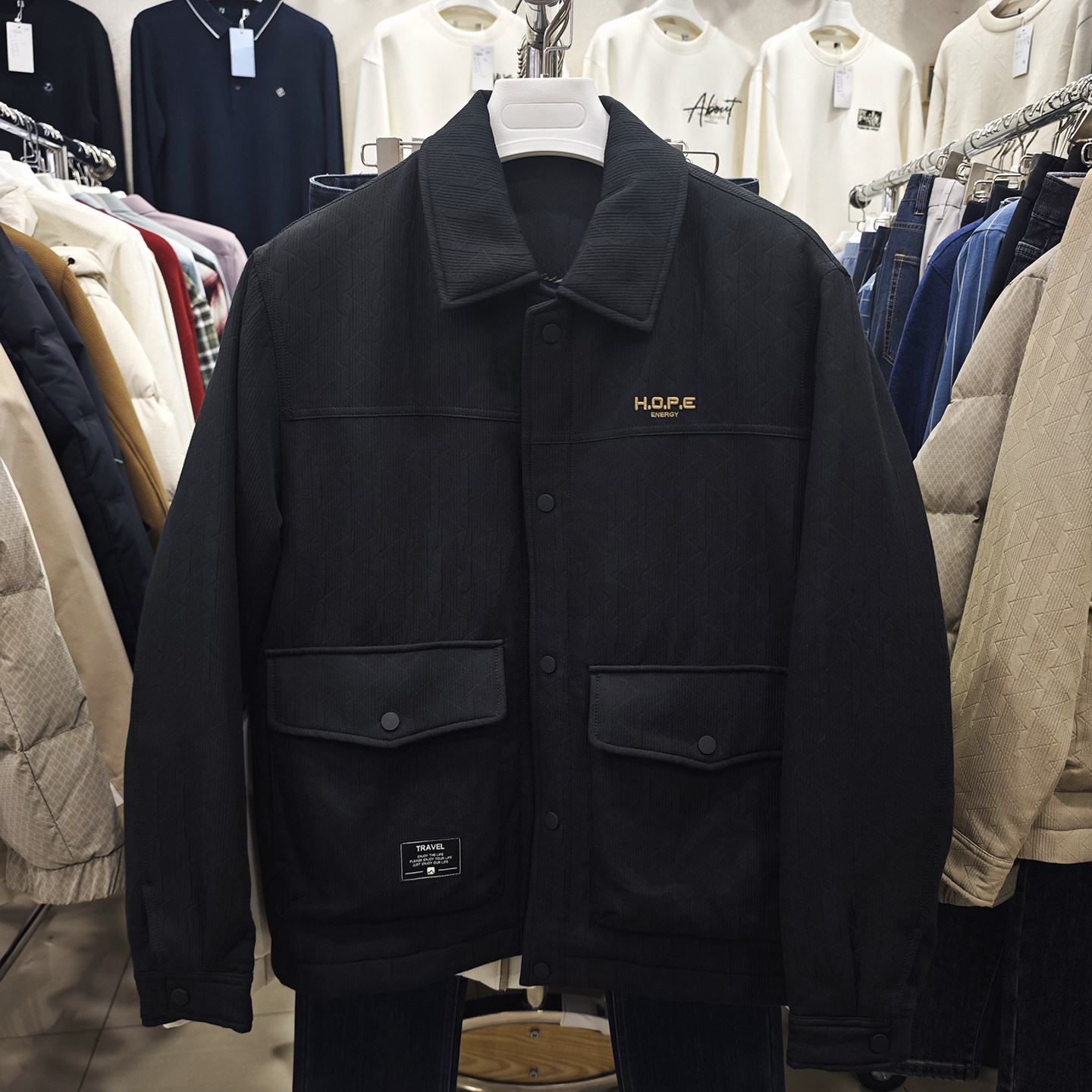 90绒子夹克类型羽绒服 剪标男装男冬装加厚保暖外套翻领工装008