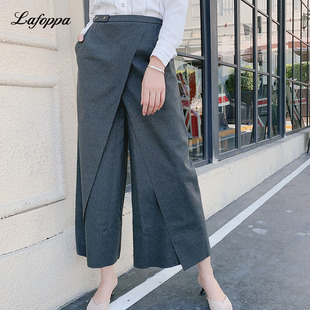 开叉阔腿裤 八分休闲裤 女法式 珑白潮流女装 设计感裙裤 LAFOPPA时尚