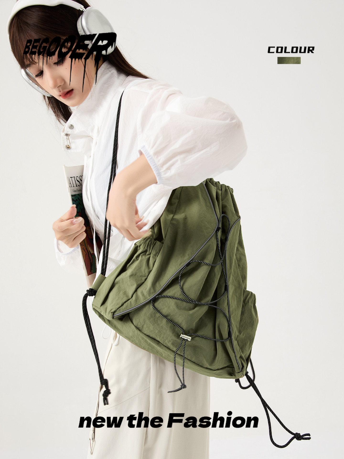 BEGOOER Outdoor Lightweight Drawstring Backpack for Women, New Travel Minimalist Cinch Bag, Sport Casual Backpack - Thumbnail 5