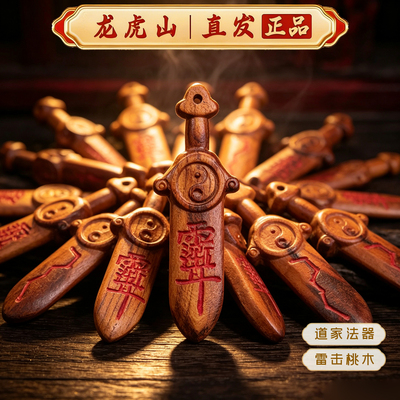龙虎山正品雷击桃木北斗七星剑