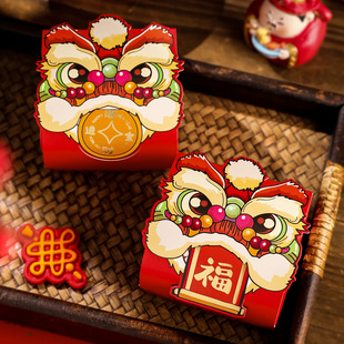马年新年礼盒包装盒太妃糖果曲奇饼干雪花酥醒狮伴手礼小试吃盒空