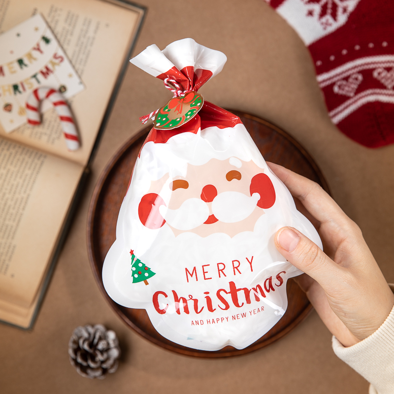 可爱圣诞老人饼干包装袋雪花酥奶酥卷牛轧糖曲奇糖果一次性机封袋