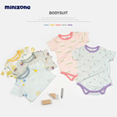 minizone婴儿夏季 包屁衣清新爬服 轻薄连体衣哈衣打底男女宝套头衫