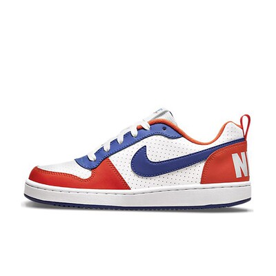 Nike Court Borough 皮革 运动 耐磨 低帮 儿童板鞋 白蓝橙