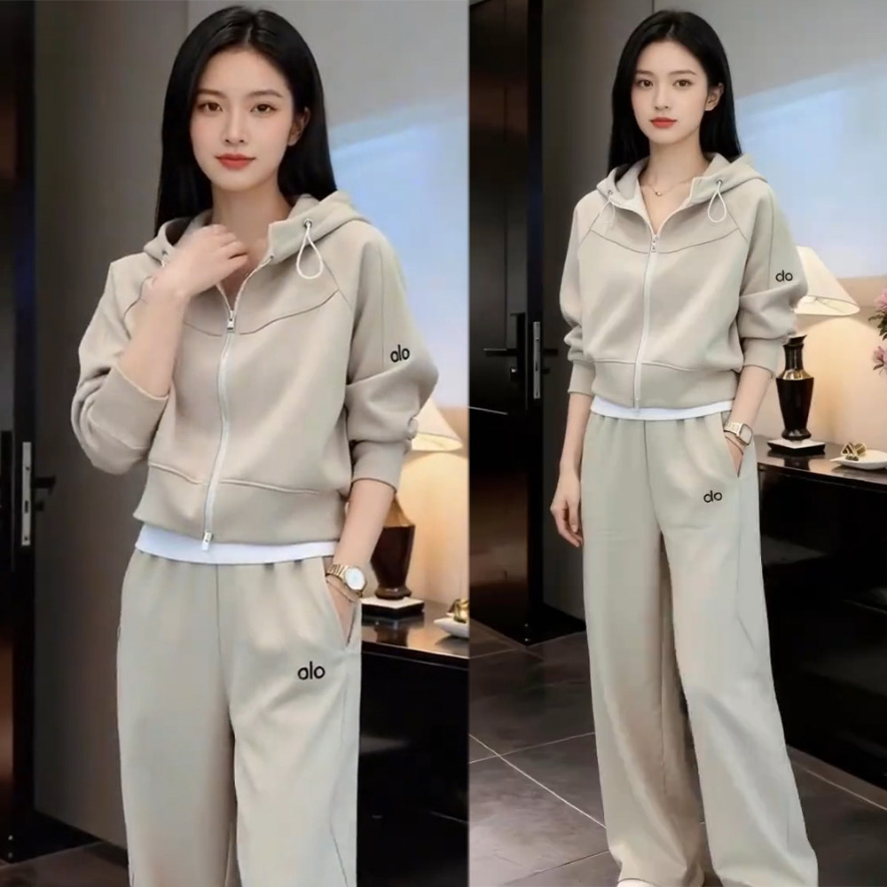 秋季新款连帽显瘦女运动阔腿套装