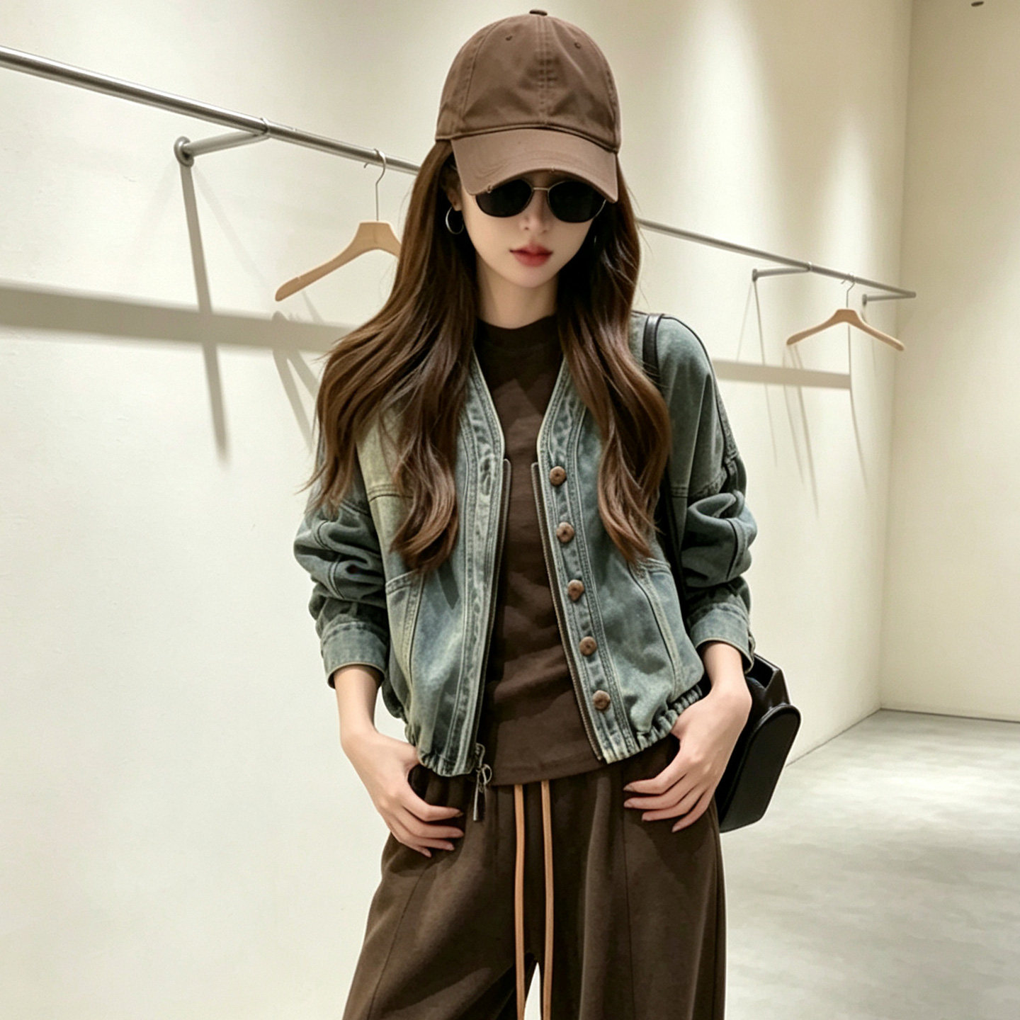 韩系牛仔短外套女小个子显瘦