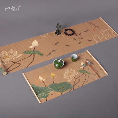 手工高端国风茶席竹编桌旗主人席