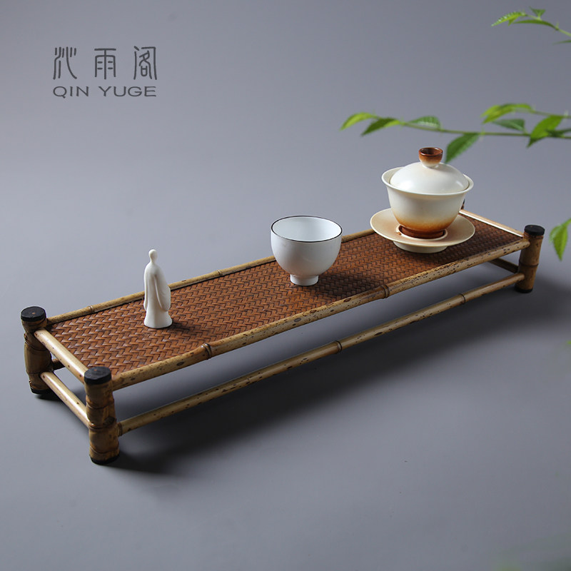 梅鹿竹茶杯架罗汉茶具收纳展示架紫砂壶沥水架茶宠底座实木杯垫托
