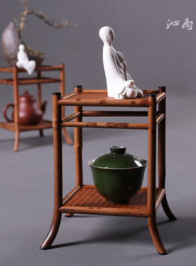 湘妃双层壶架展示架茶台中式复古花几菖蒲盆栽底座博古架装饰摆件