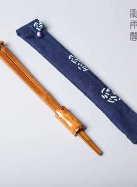 名家廖壹男手工雕刻竹筷茶道主人筷茶点心筷子大漆竹茶夹香道筷子