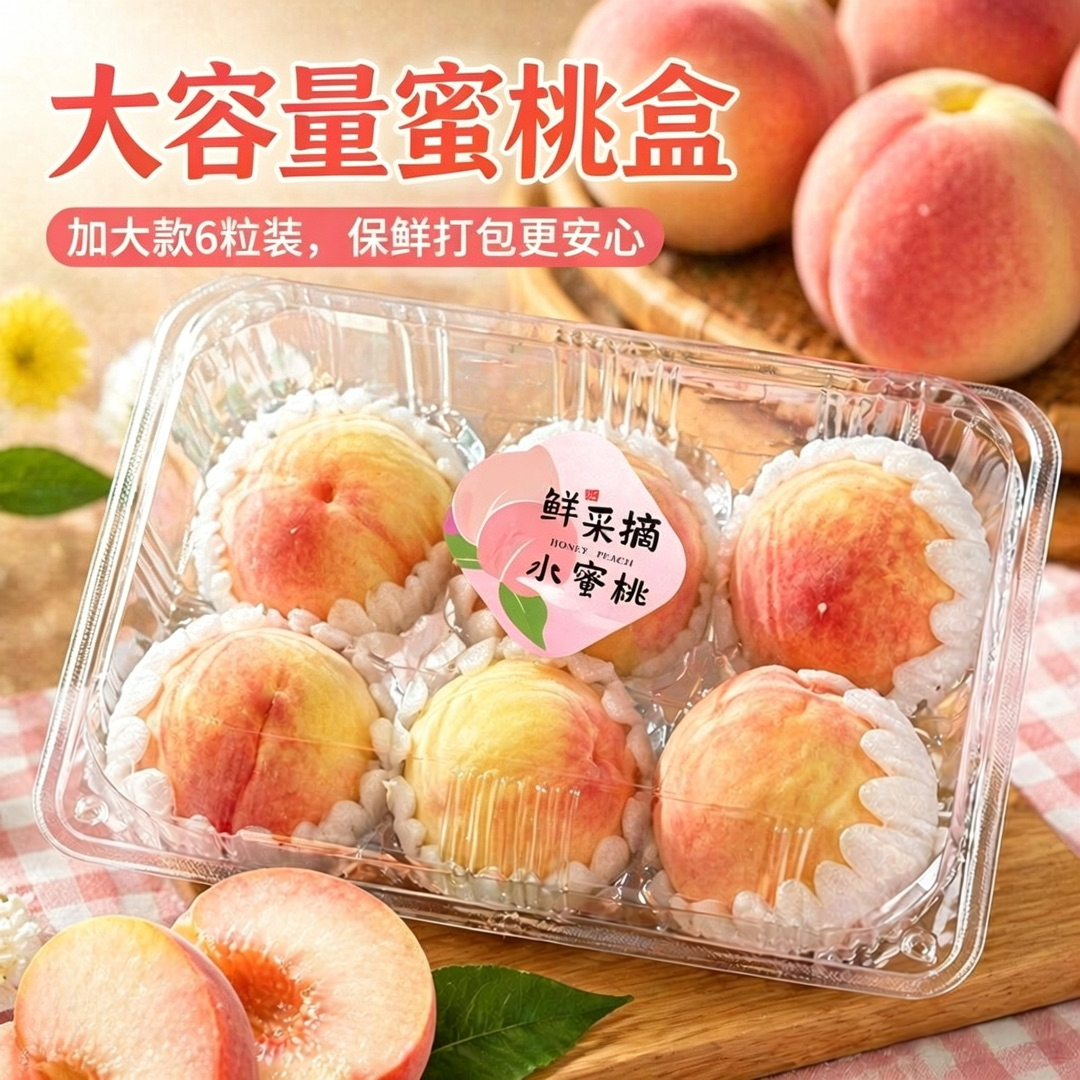 2000G一次性水蜜桃6粒装包装盒