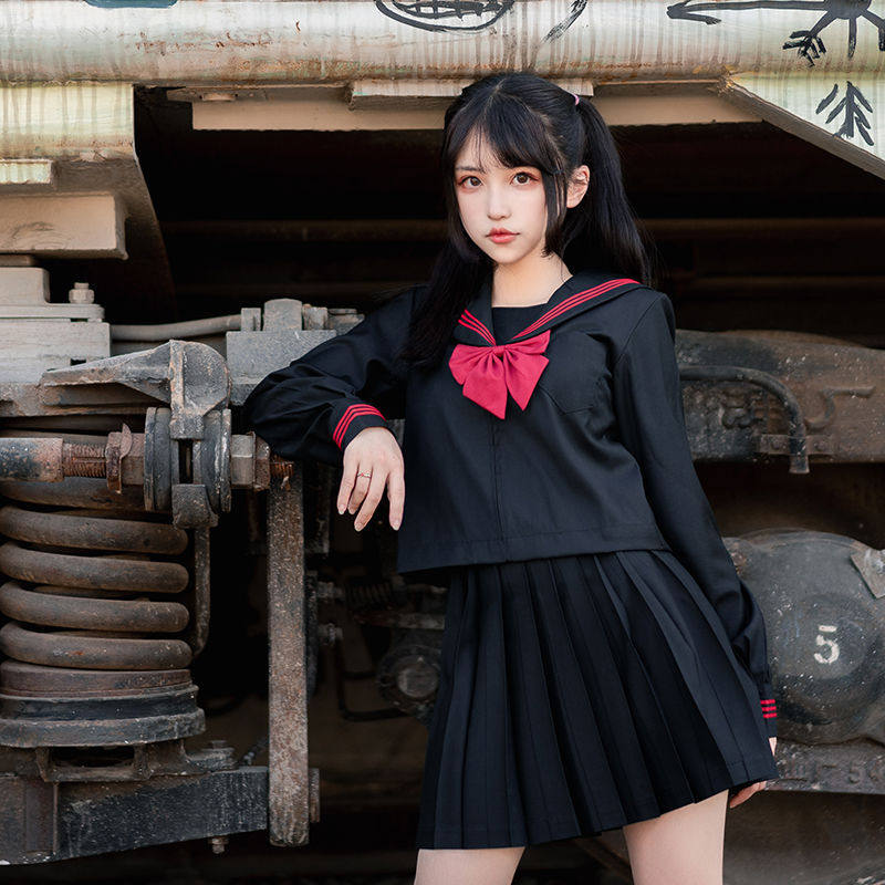 正统基础款JK制服裙黑赤三本水其它制服/套装