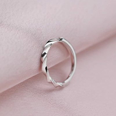 S999纯银莫比乌斯环戒指女简约小众设计感素圈指环时尚开口可调节