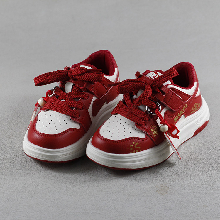 儿童单鞋2026春季新款中国红男童低帮板鞋女童卡通休闲时尚运动鞋,童鞋/婴儿鞋/亲子鞋,板鞋,淘宝优惠券,粉丝福利购,淘宝优惠卷